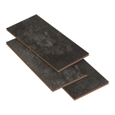 GoodHome Slate Black Natural Slate Effect Laminate Flooring Sample from B&Q