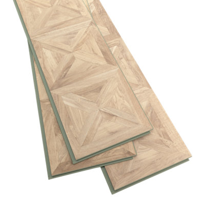 GoodHome Hackney Marquetry Natural Oak Effect Embossed Laminate Flooring Sample from B&Q