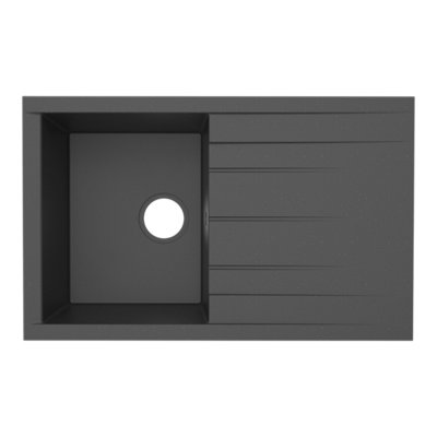 B&Q -  Keluak Black Resin 1 Bowl Composite Sink 800mm X 800mm