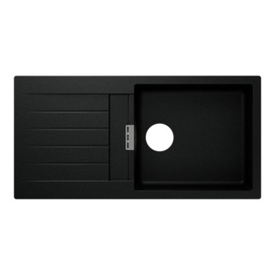 B&Q -  Torla Matt Black Composite Quartz 1 Bowl Sink & Drainer 1000mm X 1000mm