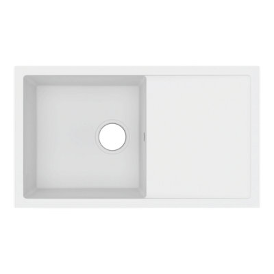 B&Q -  Lourdes White Composite Quartz 1 Bowl Composite Sink 440mm X 760mm