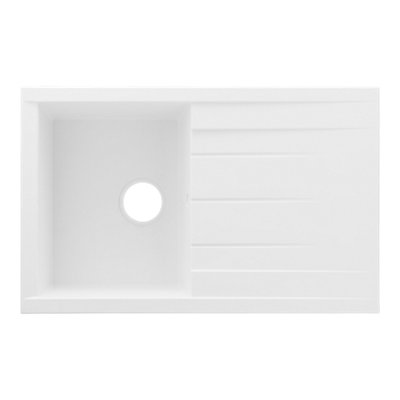 B&Q -  Keluak White Resin 1 Bowl Composite Sink 800mm X 800mm