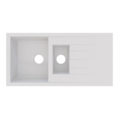 B&Q -  Keluak White Resin 1.5 Bowl Composite Sink 500mm X 1000mm