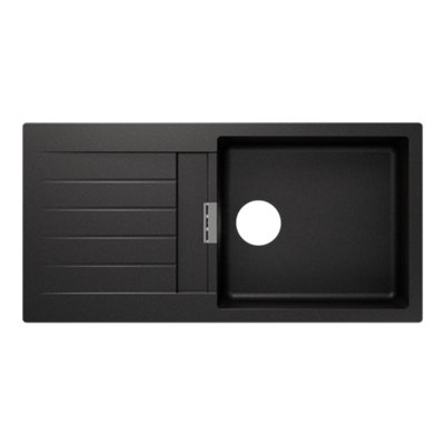 B&Q -  Torla Matt Dark Grey Composite Quartz 1 Bowl Sink & Drainer 1000mm X 1000mm