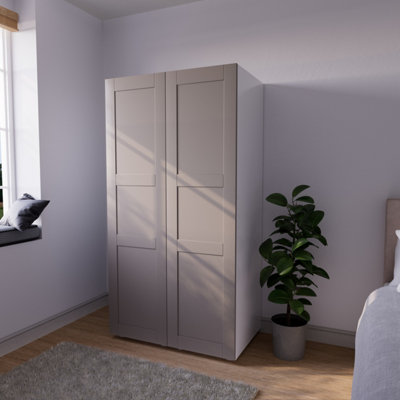  - Atomia Contemporary Matt Pebble Tall Double Wardrobe (H)1872mm (W)1000mm (D)580mm