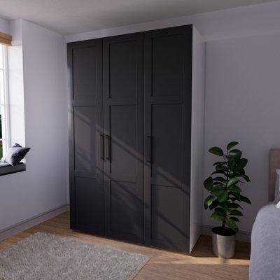  - Atomia Modern Matt Black Tall Triple Wardrobe (H)2247mm (W)1000mm (D)580mm