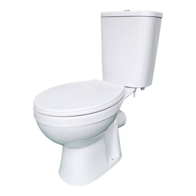 Tapia White Rimless Round Toilet Set With Standard Close Seat & Close Coupled Cistern from B&Q
