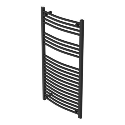 Flomasta Black Hydraulic Curved Towel Warmer (W)600mm X (H)1100mm from B&Q