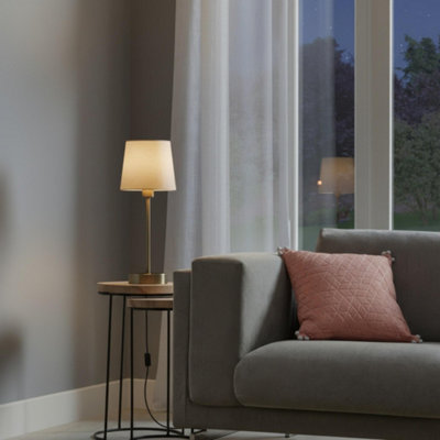 GoodHome Nunbird Plain Conical Matt Taupe Antique Brass Effect Table Lamp from B&Q