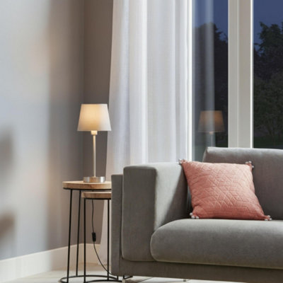 GoodHome Nunbird Plain Conical Satin Grey Silver Effect Table Lamp from B&Q
