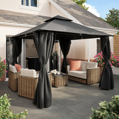 GoodHome Thar Grey Square Gazebo Tent (H) 2.8M (W) 3M from B&Q