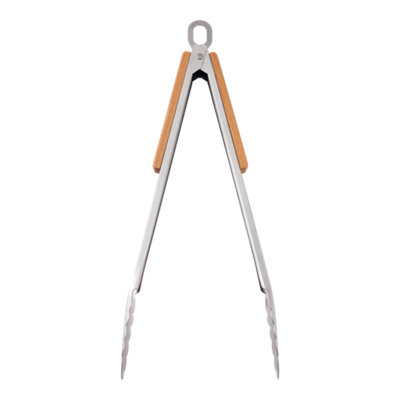 GoodHome Beech & Stainless Steel Grill Tongs from B&Q