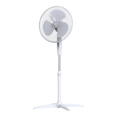 White 16" 3-Speed Pedestal Fan With Adjustable Height from B&Q