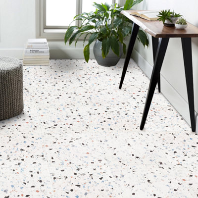 GoodHome Poprock Stone Terrazzo Stone Effect Self-Adhesive Vinyl Tile1.3M² from B&Q