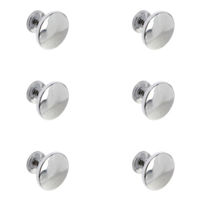 B&Q -  Lybas Polished Zinc Alloy Chrome Effect Round Cabinet Knob (Dia)38mmPack Of 6