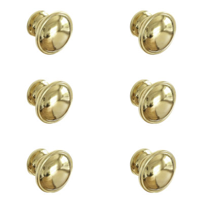 B&Q -  Marmus Zinc Alloy Brass Effect Round Cabinet Knob (Dia)30mmPack Of 6