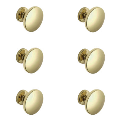 B&Q -  Lybas Zinc Alloy Brass Effect Round Cabinet Knob (Dia)30mmPack Of 6
