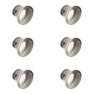B&Q -  Marmus Satin Zinc Alloy Nickel Effect Knob (Dia)30mmPack Of 6