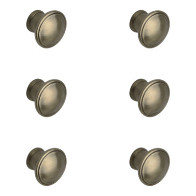 B&Q -  Marmus Zinc Alloy Brass Effect Round Cabinet Knob (Dia)30mmPack Of 6