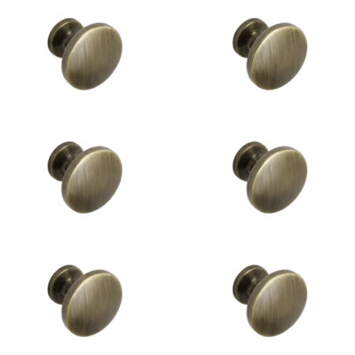B&Q -  Lybas Zinc Alloy Brass Effect Round Cabinet Knob (Dia)30mmPack Of 6