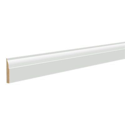  - Primed White Mdf Ovolo Lipping Skirting Board (L)2400mm (W)94mm (T)14.5mm (Dia)95.11mm