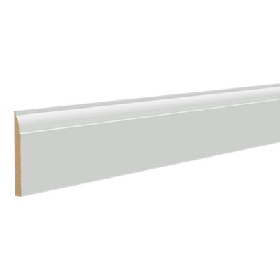  - Primed White Mdf Ovolo Lipping Skirting Board (L)2400mm (W)144mm (T)14.5mm (Dia)144.73mm