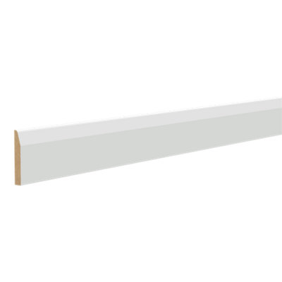  - Primed White Mdf Chamfered D-Shaped Skirting Board (L)2400mm (W)94mm (T)14.5mm (Dia)95.11mm