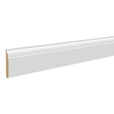 - Primed White Mdf Ovolo Lipping Skirting Board (L)2400mm (W)119mm (T)14.5mm (Dia)119.8mm