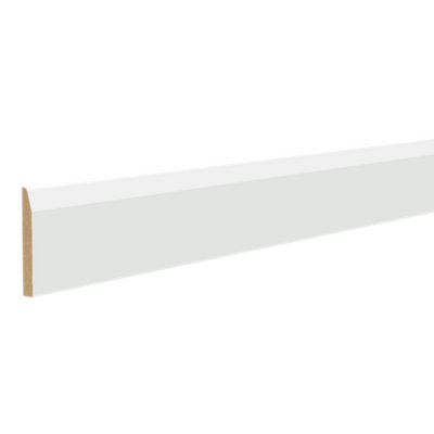  - Primed White Mdf Chamfered D-Shaped Skirting Board (L)2400mm (W)119mm (T)14.5mm (Dia)119.88mm