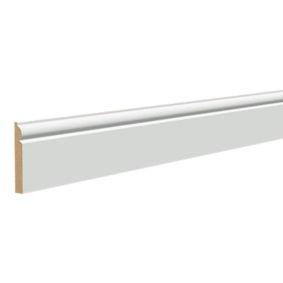 - Primed White Mdf Torus Skirting Board (L)2400mm (W)119mm (T)18mm (Dia)120.35mm