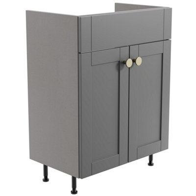  - Ashford Standard Matt Dusty Grey Double Freestanding Bathroom Vanity Unit (H) 820mm (W) 595mm