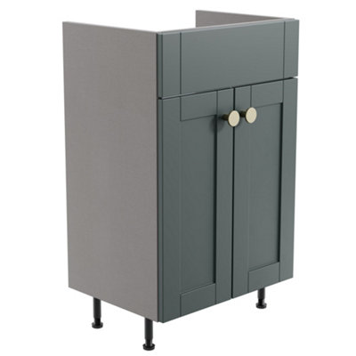  - Ashford Standard Matt Kombu Green Double Freestanding Bathroom Vanity Unit (H) 820mm (W) 495mm