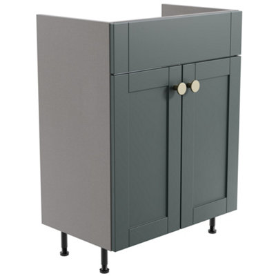  - Ashford Standard Matt Kombu Green Double Freestanding Bathroom Vanity Unit (H) 820mm (W) 595mm