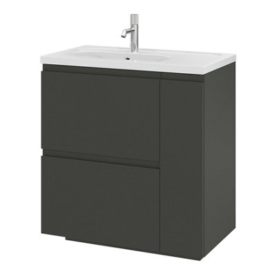 B&Q -  Levanna Matt Dark Grey Freestanding Vanity Unit & Basin Set (W)800mm (H)850mm