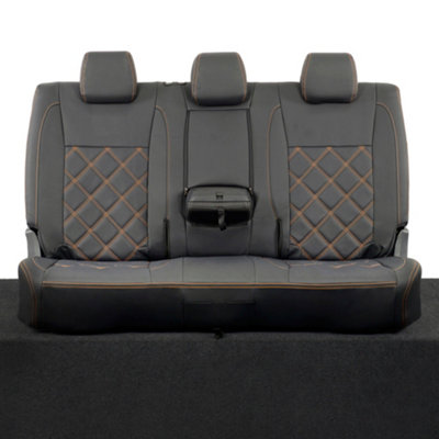 Uk Custom Covers Ford Ranger Wildtrak 2016-2023 Black Rear Leatherette Seat CoversOrange Double Diamond Bentley Stitch from B&Q