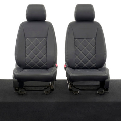 Uk Custom Covers Ford Ranger Wildtrak 2016-2023 Black Front Leatherette Seat CoversIvory Double Diamond Bentley Stitch from B&Q