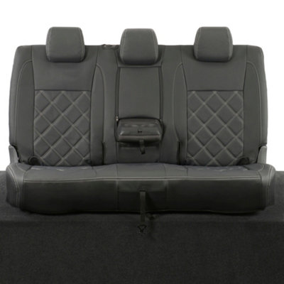 Uk Custom Covers Ford Ranger Wildtrak 2016-2023 Black Rear Leatherette Seat CoversIvory Double Diamond Bentley Stitch from B&Q