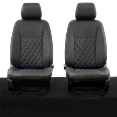 Uk Custom Covers Ford Ranger Wildtrak 2016-2023 Black Front Leatherette Seat CoversIvory Single Diamond Bentley Stitch from B&Q
