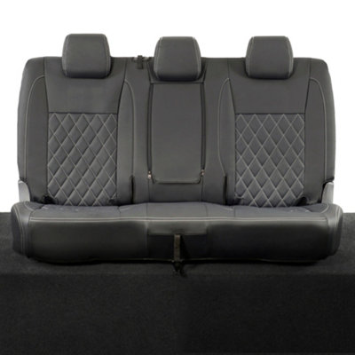 Uk Custom Covers Ford Ranger Wildtrak 2016-2023 Black Rear Leatherette Seat CoversIvory Single Diamond Bentley Stitch from B&Q