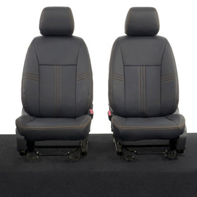 Uk Custom Covers Ford Ranger Wildtrak 2016-2023 Black Front Leatherette Seat CoversOrange Block Stitch from B&Q