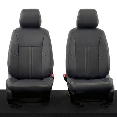 Uk Custom Covers Ford Ranger Wildtrak 2016-2023 Black Front Leatherette Seat CoversIvory Block Stitch from B&Q