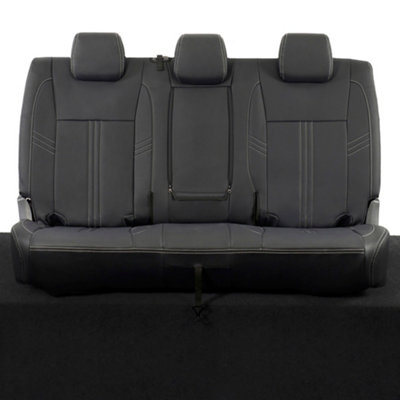 Uk Custom Covers Ford Ranger Wildtrak 2016-2023 Black Rear Leatherette Seat CoversIvory Block Stitch from B&Q