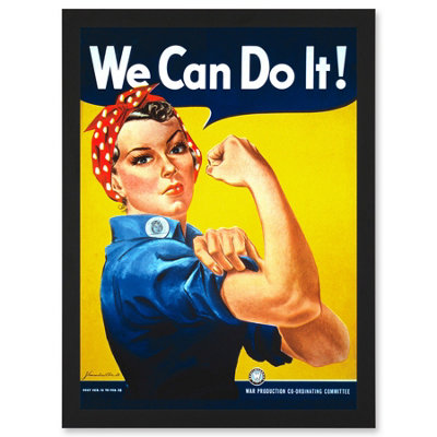 B&Q -  War Advert Rosie Riveter Ww2 We Can Do It Women Usa Wall Art PrintA4 Size