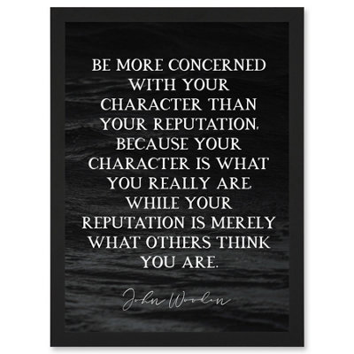 Artery8 Slate Quote John Wooden Reputation Character Is What You Are Coach Basketball Inspiring Sports Wall Art PrintA4 Size from B&Q
