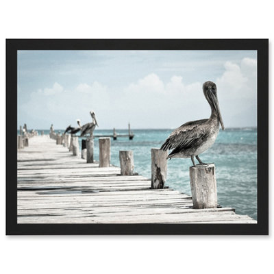 Artery8 Animal Photo Bird Pelicans Ocean Pier Wall Art PrintA4 Size from B&Q
