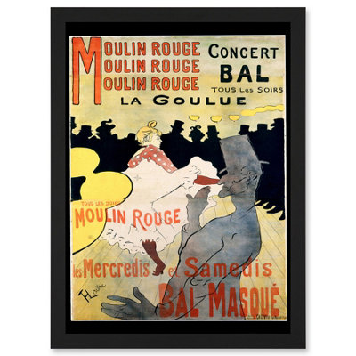 Artery8 Ad Vintage Lautrec Moulin Rouge La Goulue Mask Ball Paris France Wall Art PrintA4 Size