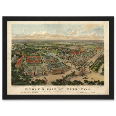 Artery8 Aerial Birds Eye View St Louis Missouri Worlds Fair 1904 Usa Wall Art PrintA4 Size