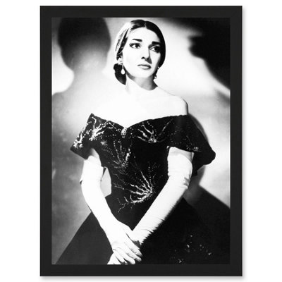 B&Q -  Maria Callas Opera Singer Portrait Black White Wall Art PrintA4 Size