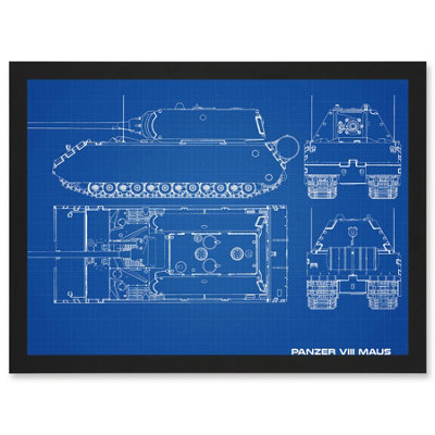 Artery8 Military Panzer Viii Maus Super-Heavy Tank Blueprint Plan Wall Art PrintA4 Size from B&Q