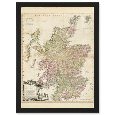 Artery8 Kitchin 1778 Map Scotland Counties North Britain Wall Art PrintA4 Size from B&Q